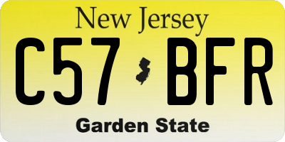 NJ license plate C57BFR