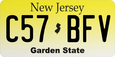 NJ license plate C57BFV