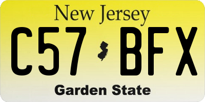NJ license plate C57BFX