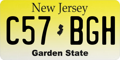 NJ license plate C57BGH