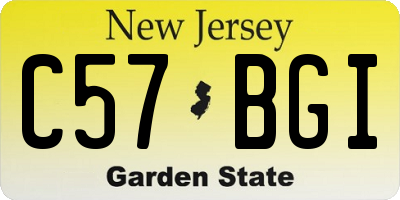 NJ license plate C57BGI