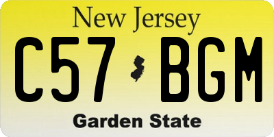 NJ license plate C57BGM