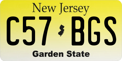 NJ license plate C57BGS