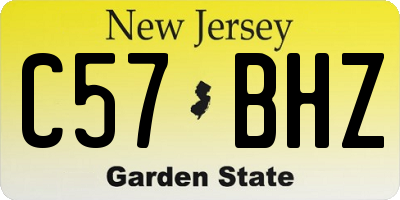 NJ license plate C57BHZ