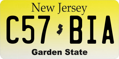 NJ license plate C57BIA