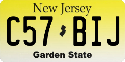 NJ license plate C57BIJ