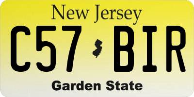 NJ license plate C57BIR