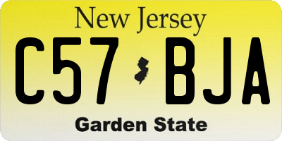 NJ license plate C57BJA