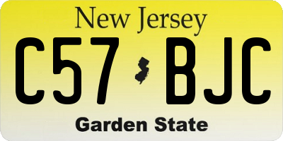 NJ license plate C57BJC