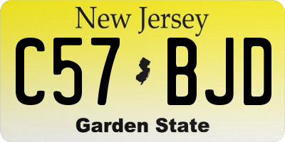 NJ license plate C57BJD