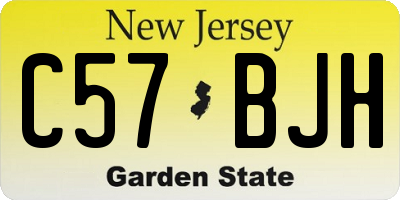 NJ license plate C57BJH