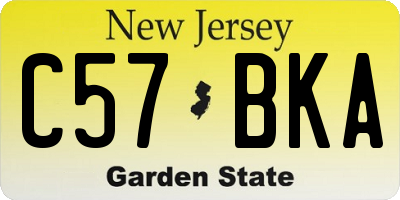 NJ license plate C57BKA