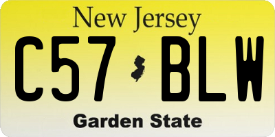 NJ license plate C57BLW