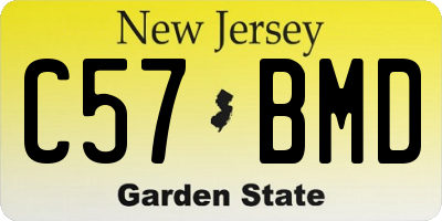 NJ license plate C57BMD