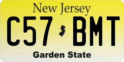NJ license plate C57BMT