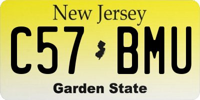 NJ license plate C57BMU