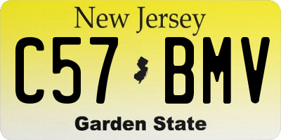 NJ license plate C57BMV