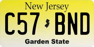 NJ license plate C57BND