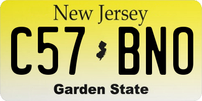 NJ license plate C57BNO
