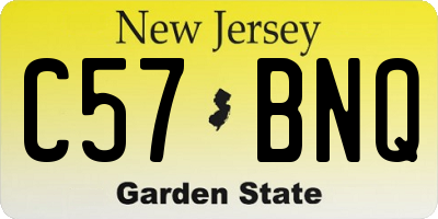 NJ license plate C57BNQ