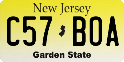 NJ license plate C57BOA