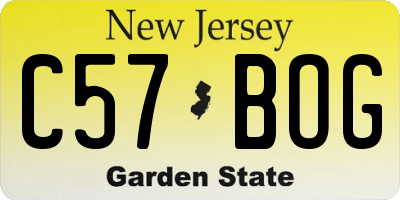 NJ license plate C57BOG