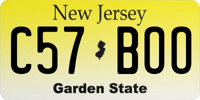 NJ license plate C57BOO