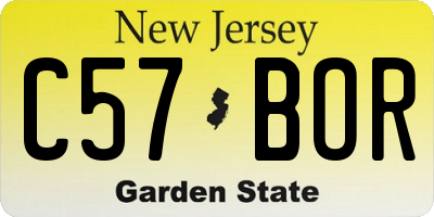 NJ license plate C57BOR
