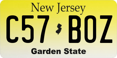 NJ license plate C57BOZ