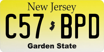 NJ license plate C57BPD