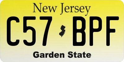 NJ license plate C57BPF