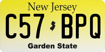 NJ license plate C57BPQ