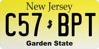 NJ license plate C57BPT