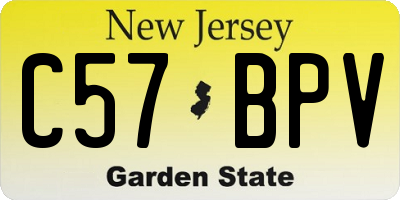 NJ license plate C57BPV