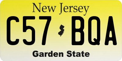NJ license plate C57BQA