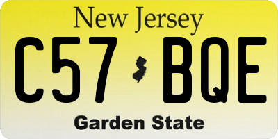 NJ license plate C57BQE