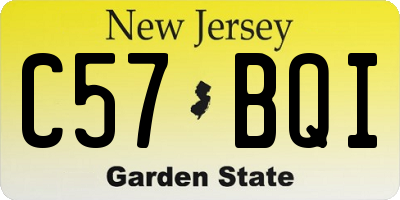 NJ license plate C57BQI