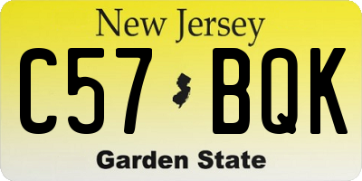 NJ license plate C57BQK