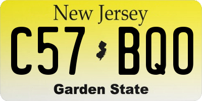 NJ license plate C57BQO