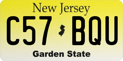 NJ license plate C57BQU