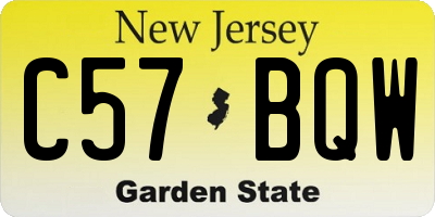 NJ license plate C57BQW