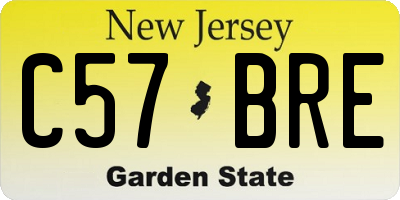 NJ license plate C57BRE