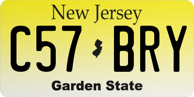 NJ license plate C57BRY