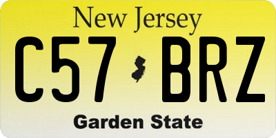 NJ license plate C57BRZ