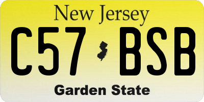 NJ license plate C57BSB