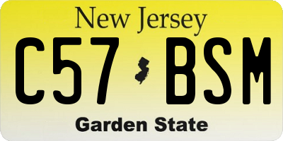 NJ license plate C57BSM