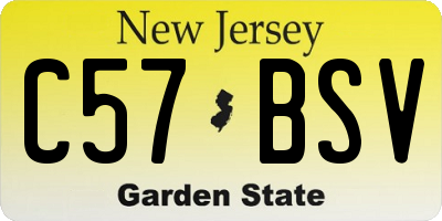 NJ license plate C57BSV