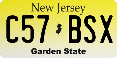 NJ license plate C57BSX