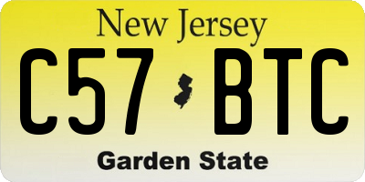 NJ license plate C57BTC