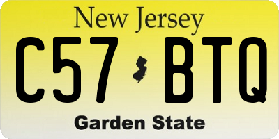NJ license plate C57BTQ